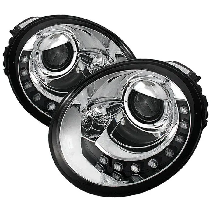 Spyder 98–05 Vw Beetle Projector Headlights Led Drl Chrome 1