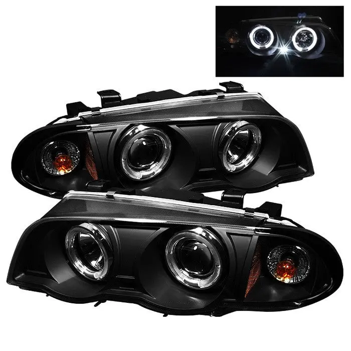 Spyder 99-01 Bmw 3-Series E46 4Dr Projector Headlights Amber Black 1