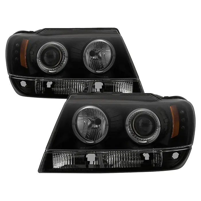 Spyder 99-04 Jeep Grand Cherokee Projector Headlights Black Smoked 1