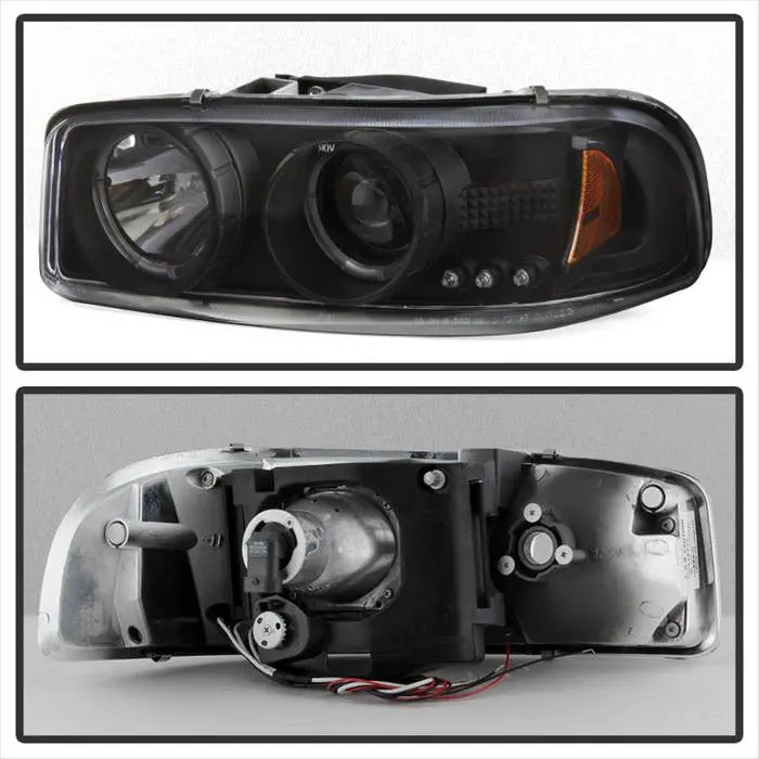 Spyder 99-06 Gmc Sierra 02-07 Denali Projector Headlights Led Black 2