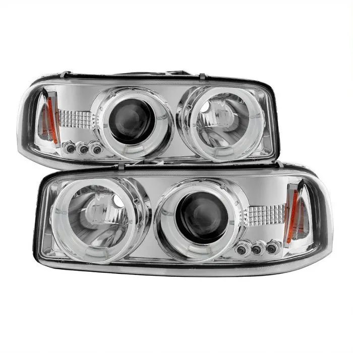 Spyder 99-06 Gmc Sierra 02-07 Denali Projector Headlights Led Chrome 1