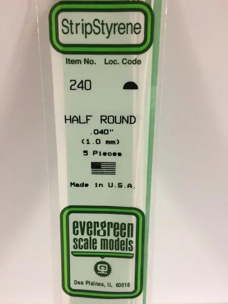 Strip Styrene .040 " Half Round 1