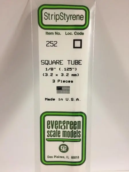 Strip Styrene 1/8" Square Tube 1