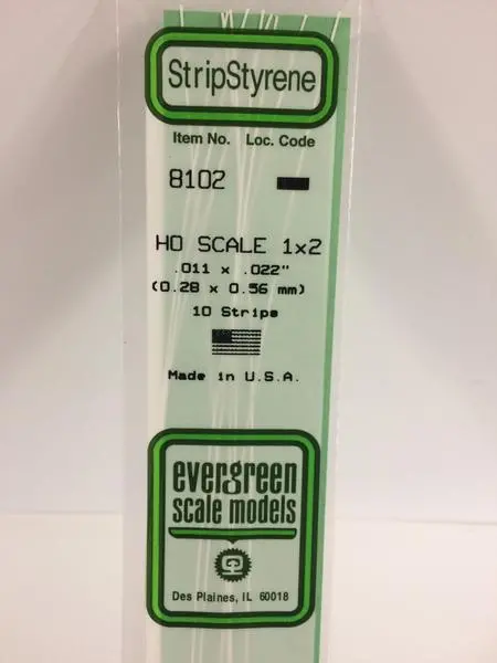 Strip Styrene  Ho Scale 1X2 1