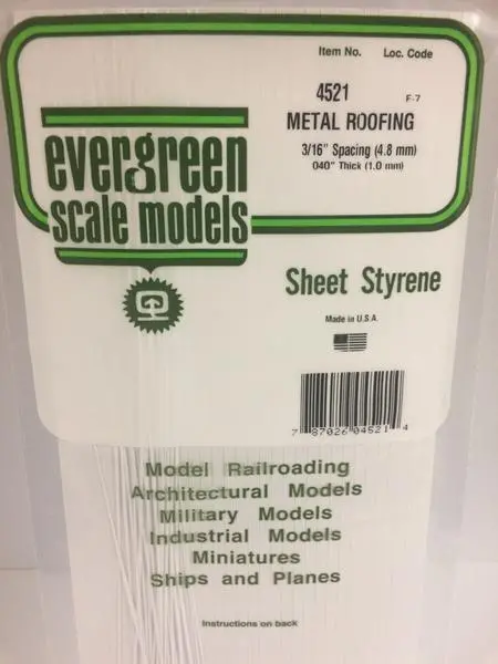 Styrene Metal Roofing 3/16" Spacing 1
