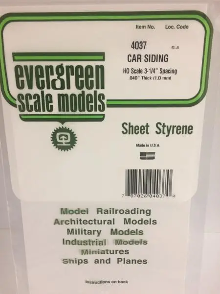 Styrene Sheet Car Siding Ho .040 1.0Mm 1