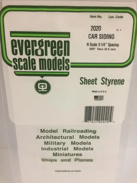 Styrene Sheet Car Siding N-Scale 3-1/4 Spacing 1