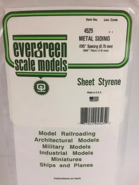 Styrene Sheet Metal Siding .030 Spacing 1