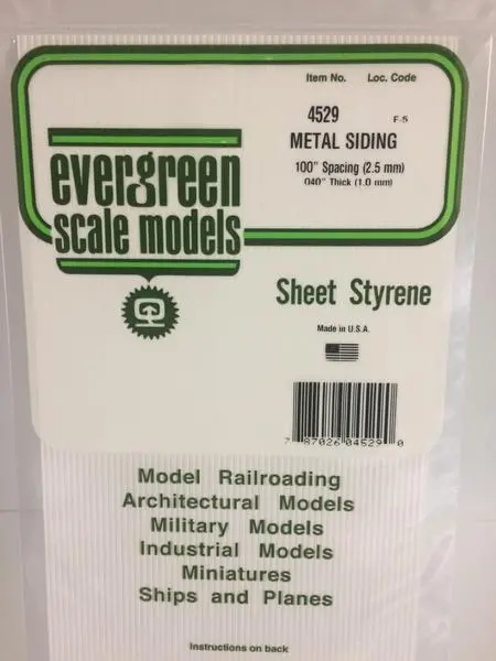Styrene Sheet Metal Siding 100" Spacing 1