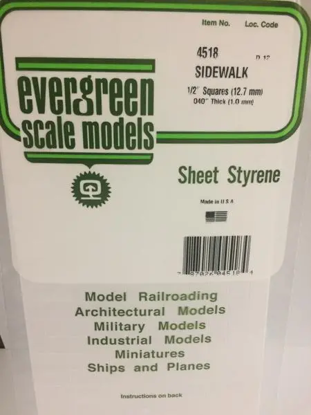 Styrene Sheet Sidewalk 1/2" 1