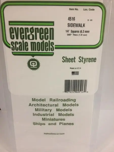 Styrene Sheet Sidewalk 1/4" 1