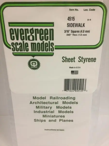 Styrene Sheet Sidewalk 3/16" 6"X12" (1 Per Pack) 1