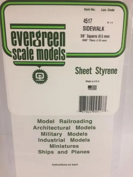 Styrene Sheet Sidewalk 3/8" 1