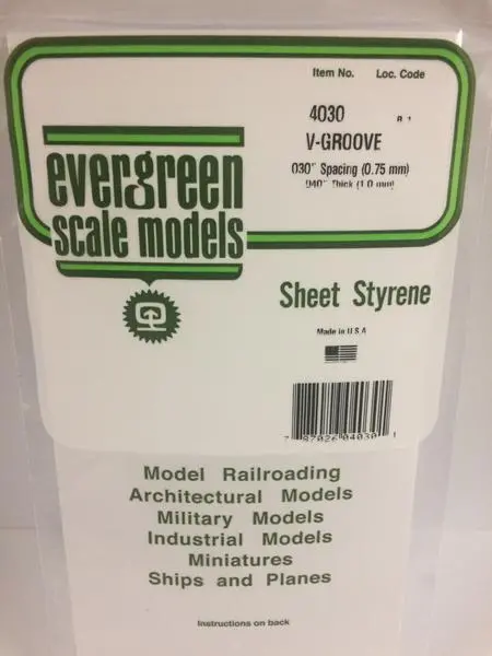 Styrene Sheet V- Groove  .030" 1