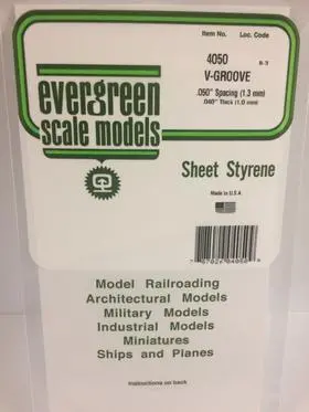 Styrene Sheet V-Groove .050"  (1.3Mm) 1