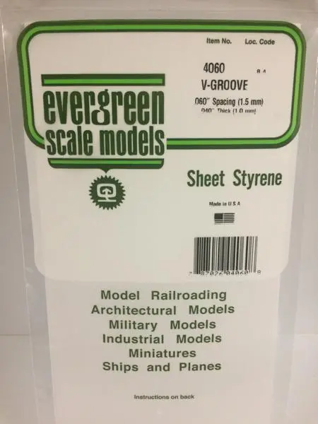 Styrene Sheet V-Groove .060" 1.5Mm 1