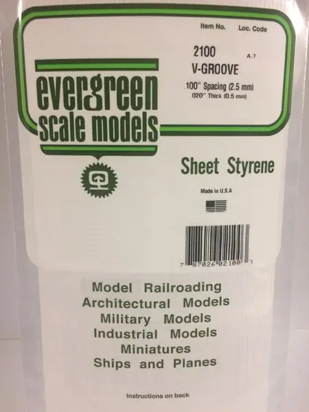 Styrene Sheet V-Groove .100" 1