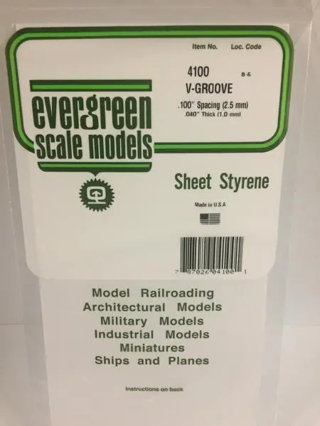 Styrene Sheet V-Groove .100" 2.5Mm 1