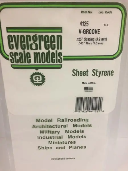 Styrene Sheet V-Groove .125" (3.2Mm) 1