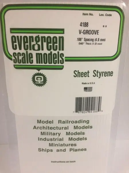 Styrene Sheet V-Groove .188" 4.8Mm 1