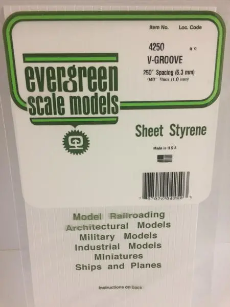 Styrene Sheet V-Groove  .250 6.3Mm 1