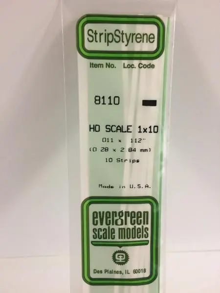 Styrene Strip Ho Scale 1X10. 1