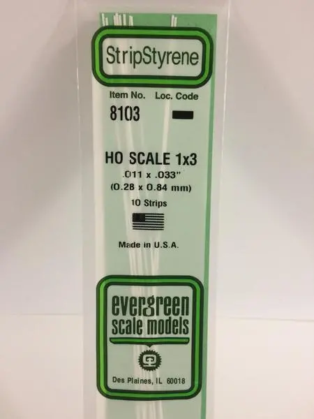 Styrene Strip Ho Scale 1X3 1
