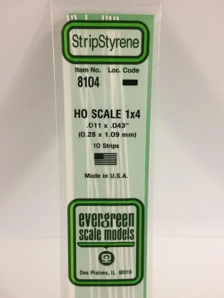 Styrene Strip Ho Scale 1X4 1