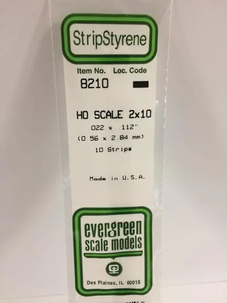 Styrene Strip Ho Scale 2X10. 1