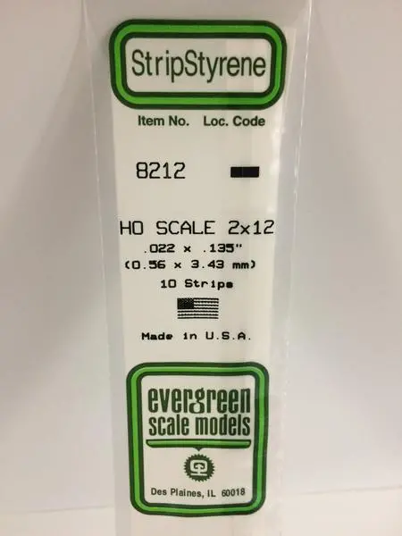 Styrene Strip Ho Scale 2X12. 1