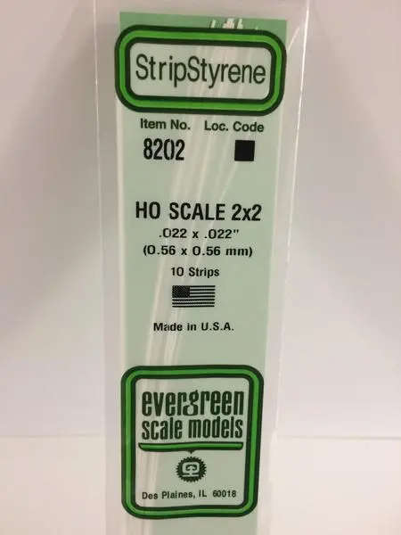 Styrene Strip Ho Scale 2X2. 1