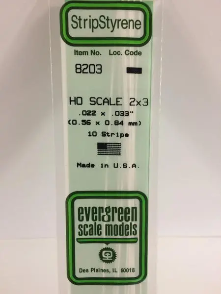 Styrene Strip Ho Scale 2X3. 1
