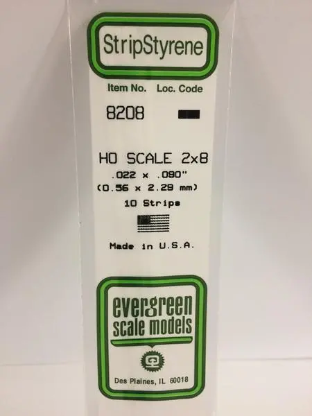 Styrene Strip Ho Scale 2X8. 1