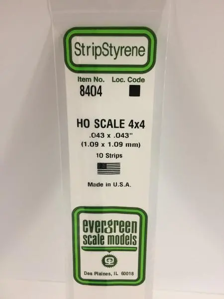Styrene Strip Ho Scale 4X4. 1