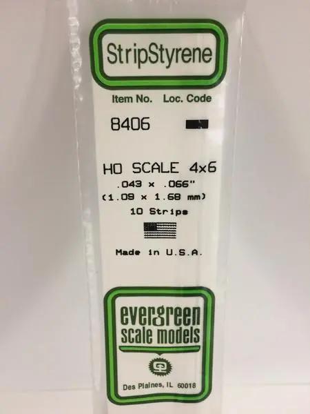 Styrene Strip Ho Scale 4X6. 1