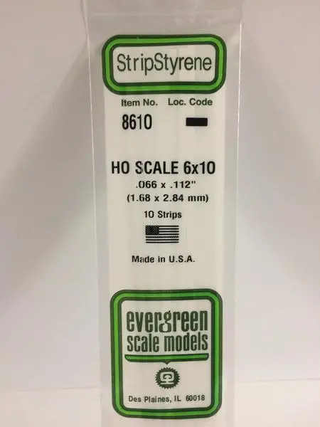 Styrene Strip Ho Scale 6X10. 1