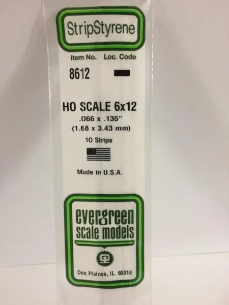 Styrene Strip Ho Scale 6X12. 1