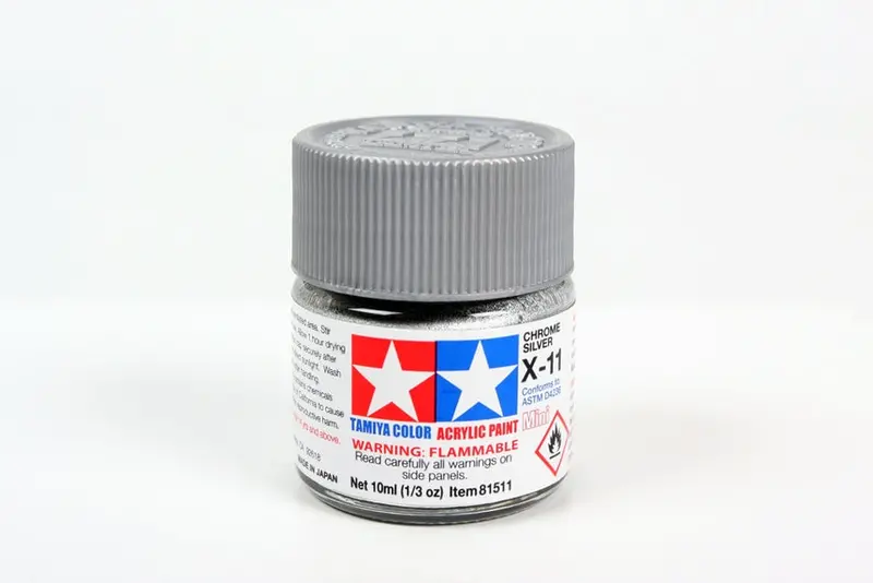 Tamiya Acrylic Paint 1/3Oz. Chrome Silver X11 1