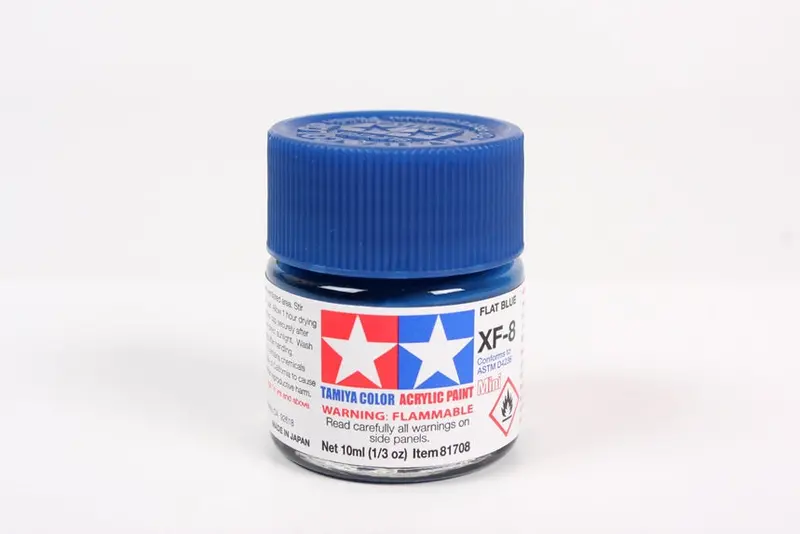 Tamiya Acrylic Paint 1/3Oz. Flat Blue Xf8 1