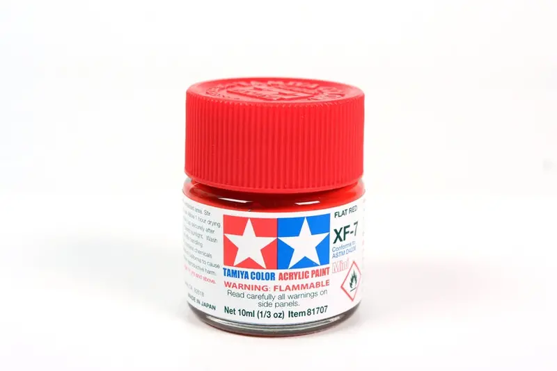 Tamiya Acrylic Paint 1/3Oz. Flat Red Xf7 1