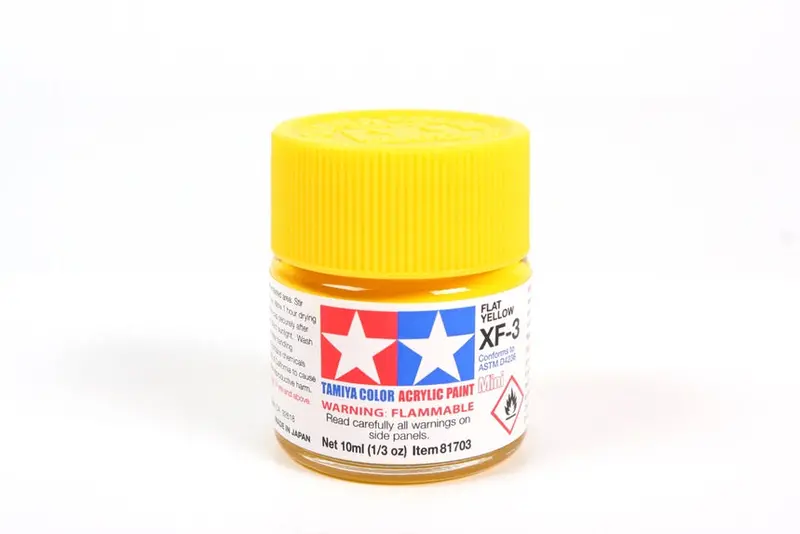 Tamiya Acrylic Paint 1/3Oz. Flat Yellow Xf-3 1