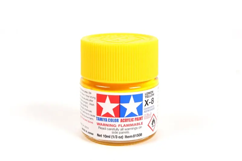 Tamiya Acrylic Paint 1/3Oz. Lemon Yellow X8 1