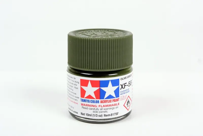 Tamiya Acrylic Paint 1/3Oz. Olive Green Xf58 1