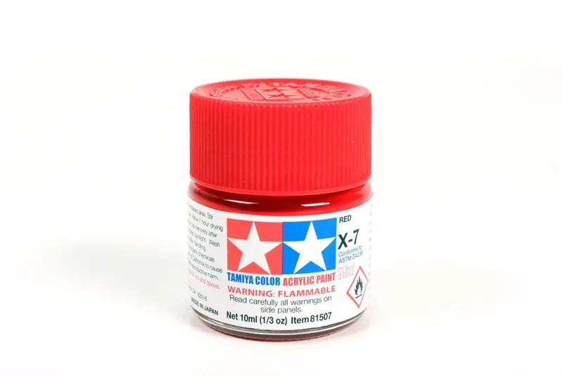 Tamiya Acrylic Paint 1/3Oz. Red X7 1