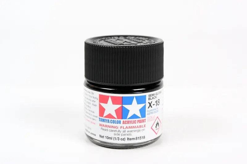 Tamiya Acrylic Paint 1/3Oz. Semi Gloss Black X18 1