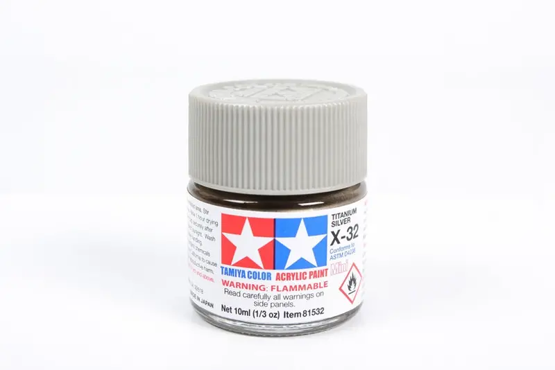 Tamiya Acrylic Paint 1/3Oz. Titanium Silver X-32 1