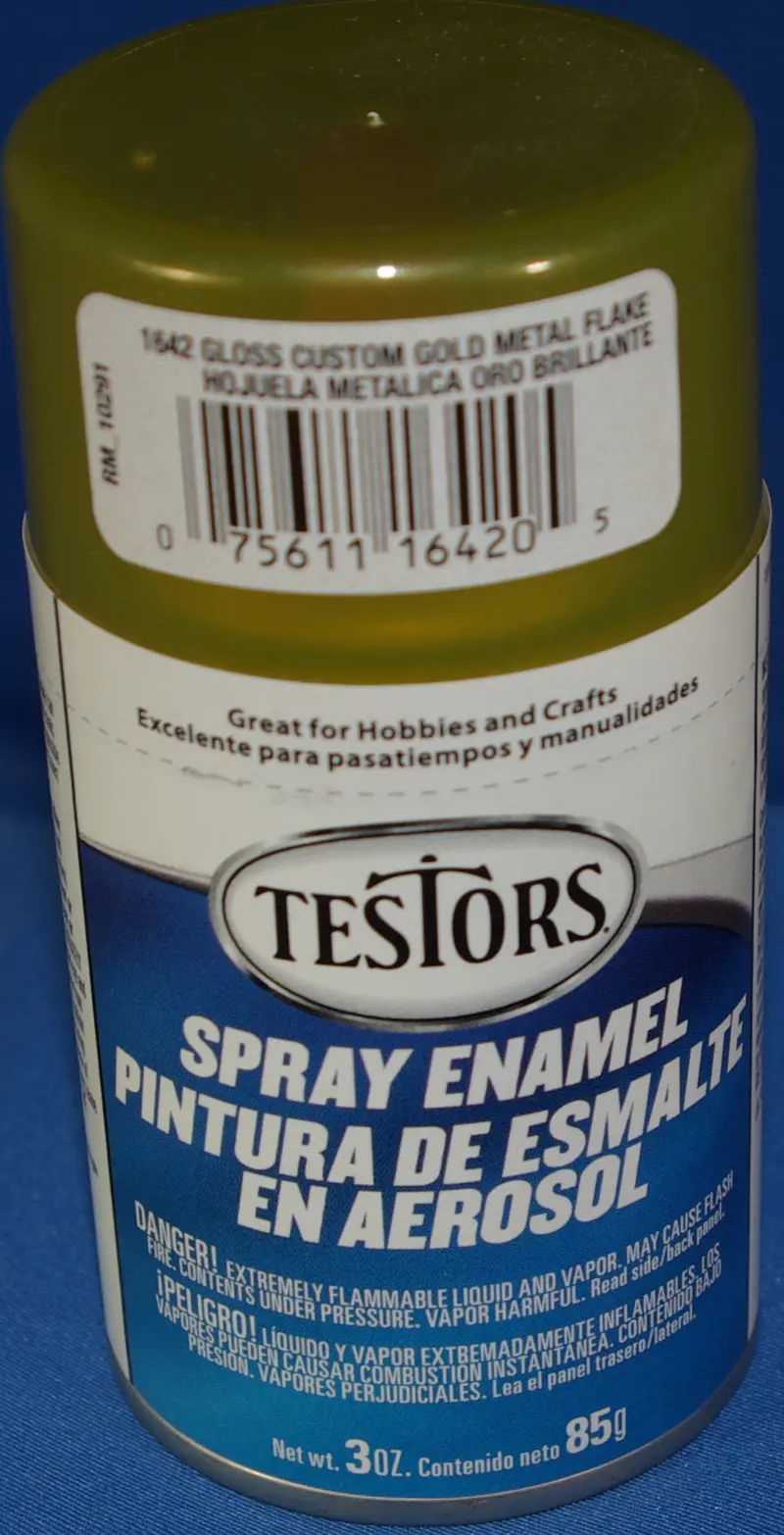 Testors 3Oz Spray Enamel Gloss Gold Metal Flake 1