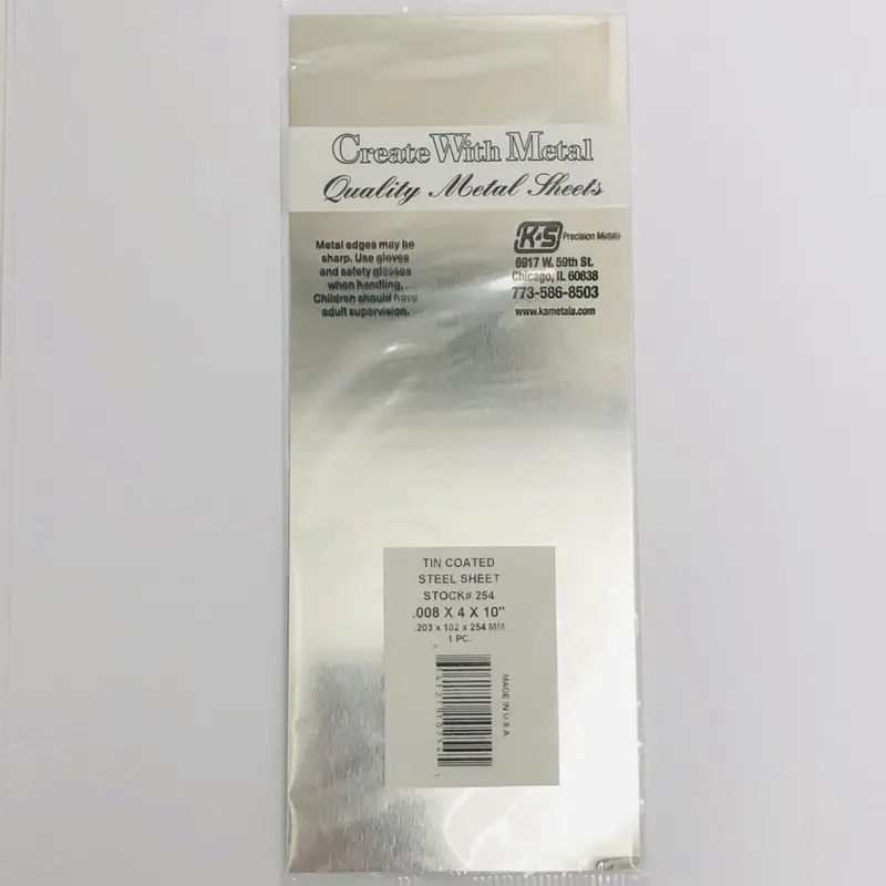 Tin Coated Steel Sheet .008X4x10 1