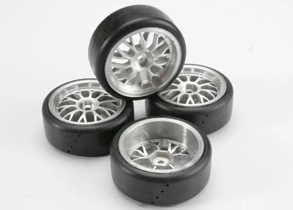Tires And Wheels, Mounted And Glued (4) W/ Inserts (V-33 Tires/ Aluminum Finish 2.0'' Mesh Wheels) 1
