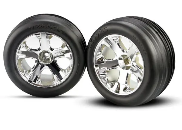 Tires & Wheels, Assembled, Glued (2.8') (All-Star Chrome Wheels, Ribbed Tires, Foam Inserts) (Electric Front) (2) 1
